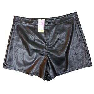 Women High Waist Faux PU Leather Tailored Shorts Plus Size XXL Modern Minimalist